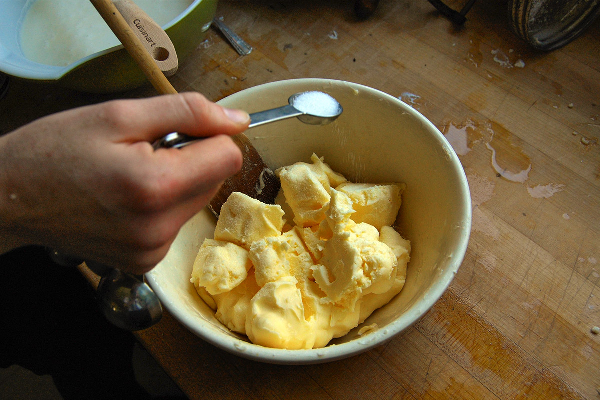 Adding the salt to the butter